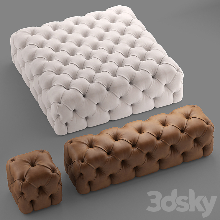 Rollking square pouf 3DS Max Model - thumbnail 1