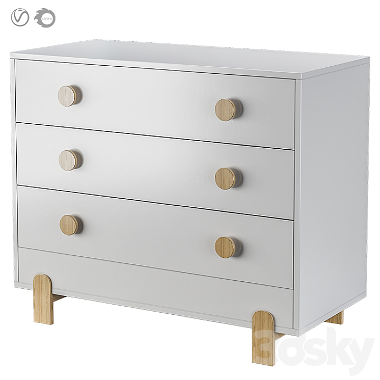 Ellipse Chest of drawers Ice-cream 3 drawers in three colors 3D Model