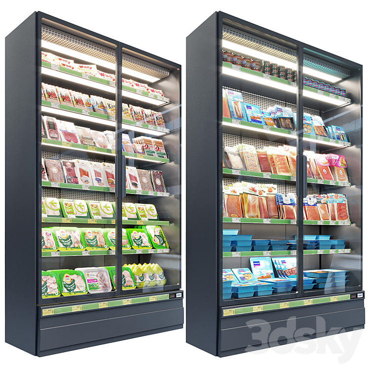 Market refrigerators 3D Model