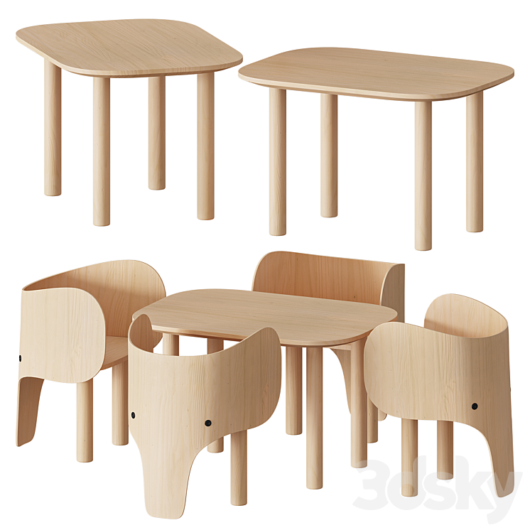 Elephant Chair & Table by EO 3D Model