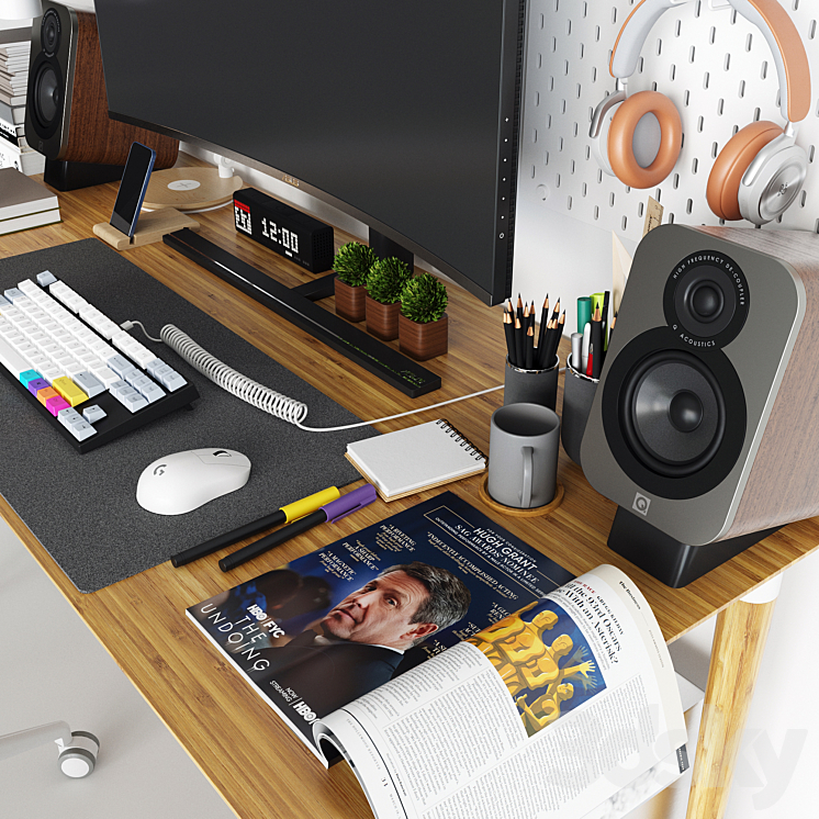 Workplace set with decor IKEA. Sk_2 3DS Max - thumbnail 2