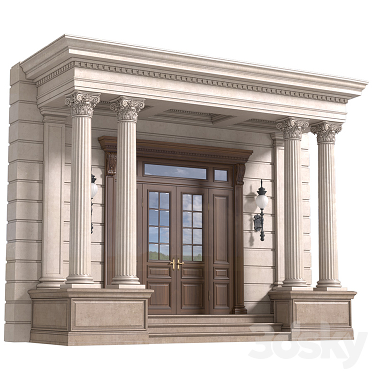 Column Porch Entrance to the house Classic Porch 3DS Max - thumbnail 1