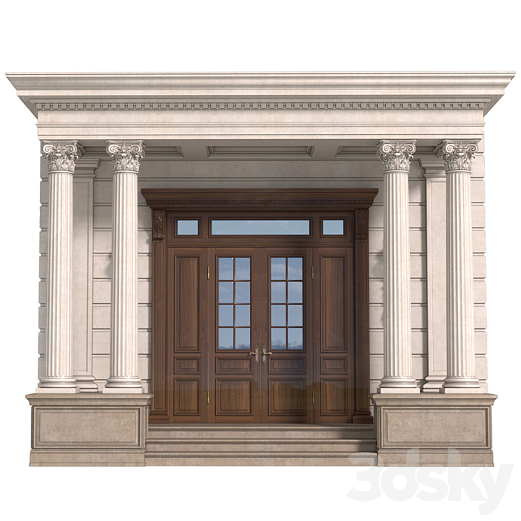 Column Porch Entrance to the house Classic Porch 3DS Max - thumbnail 2