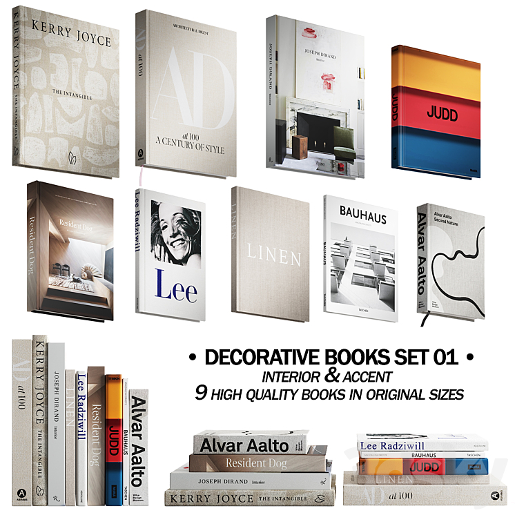 030 Decorative books set 01 neutral 00 3DS Max Model - thumbnail 1