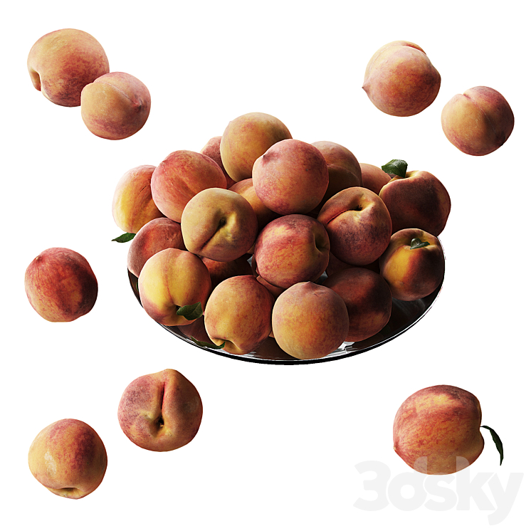 Peaches on a plate 3DS Max - thumbnail 1