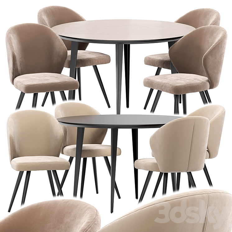 [3DSKY] Tango Dining Chair And Watford Table 3D Model NEW UPDATE 2023