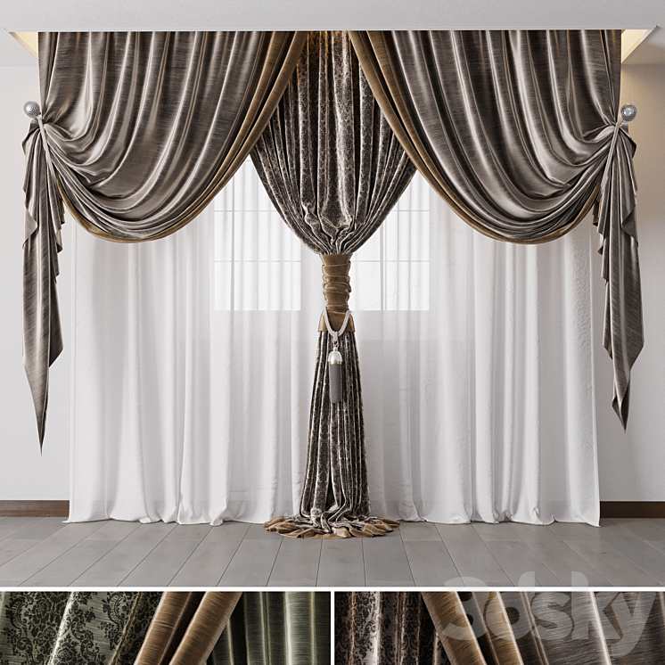 Classic curtains 02 3DS Max - thumbnail 1