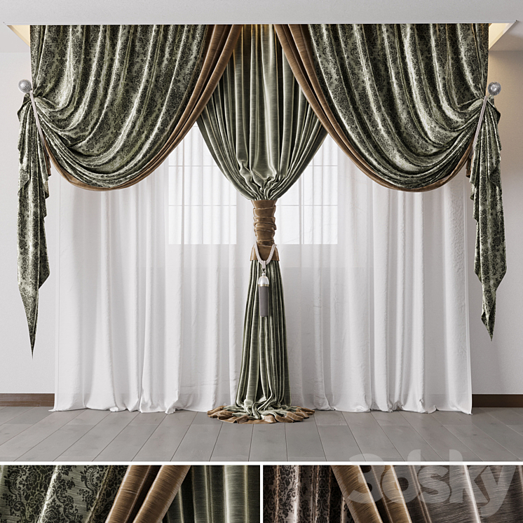 Classic curtains 02 3DS Max - thumbnail 2