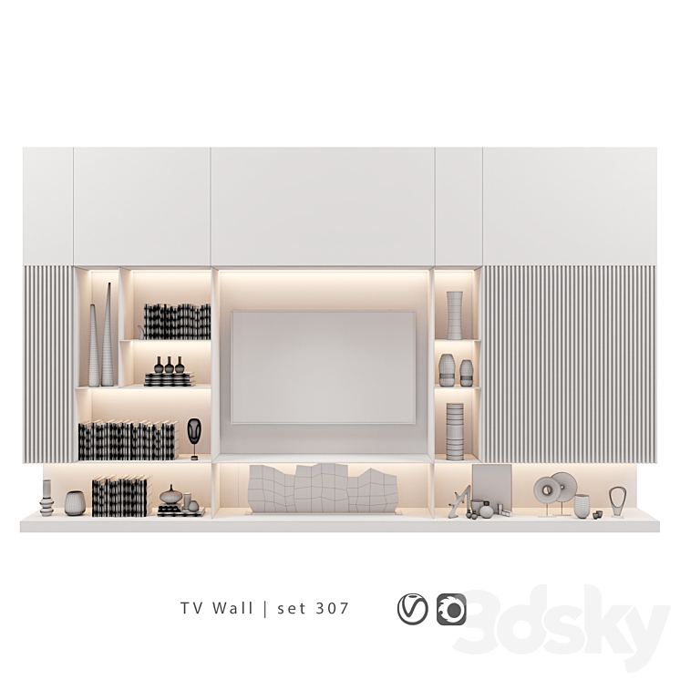 TV Wall | set 307 3DS Max - thumbnail 2