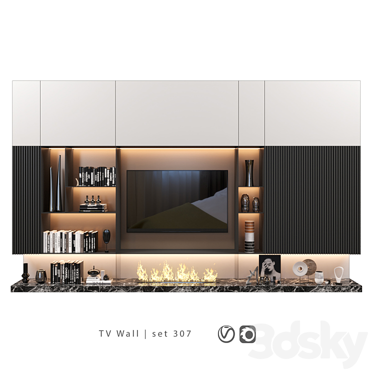 TV Wall | set 307 3DS Max - thumbnail 1