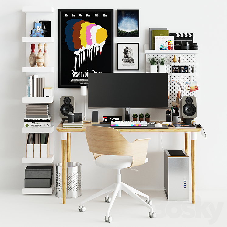 Workplace set with decor IKEA. Sk_2 3DS Max - thumbnail 1