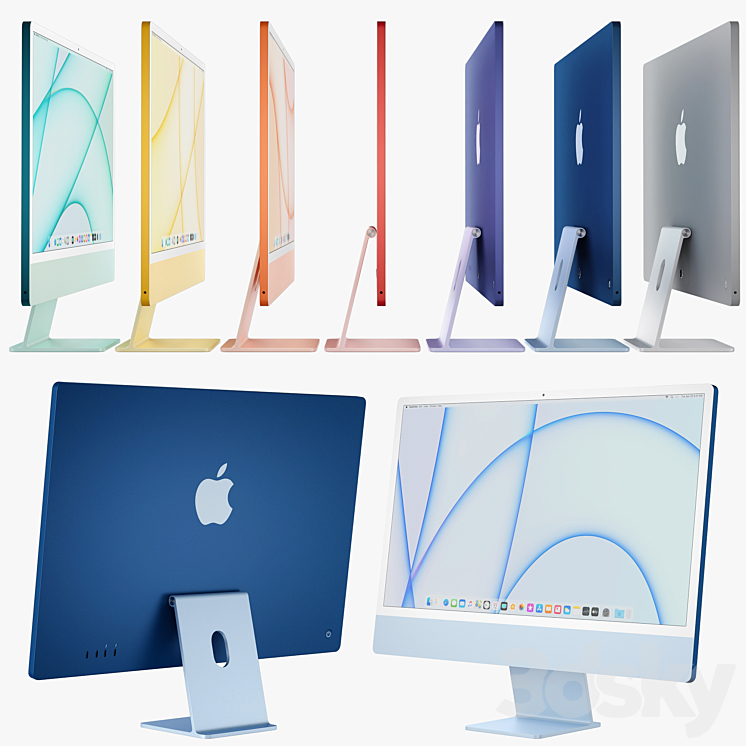 Apple iMac 24-inch all colors 2021 3D Model