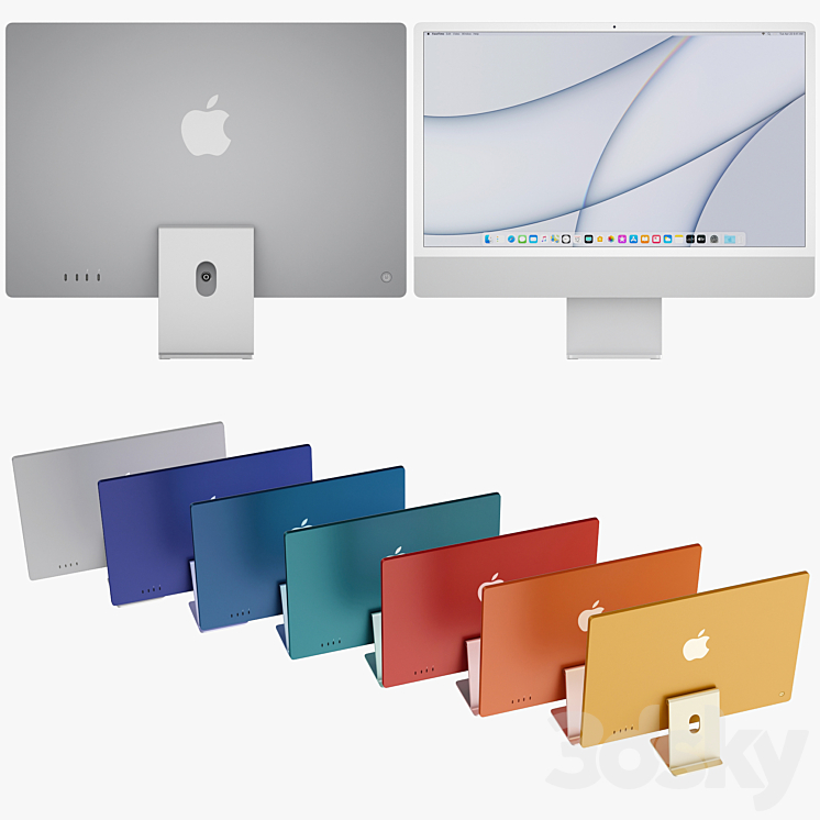 Apple iMac 24-inch all colors 2021 3D Model