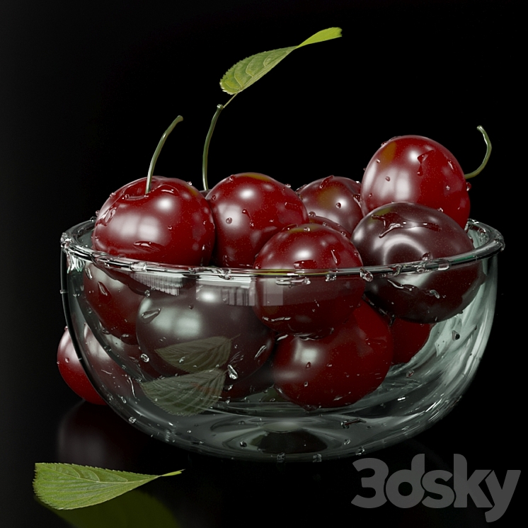 Cherries in drops of water 3D Model Free