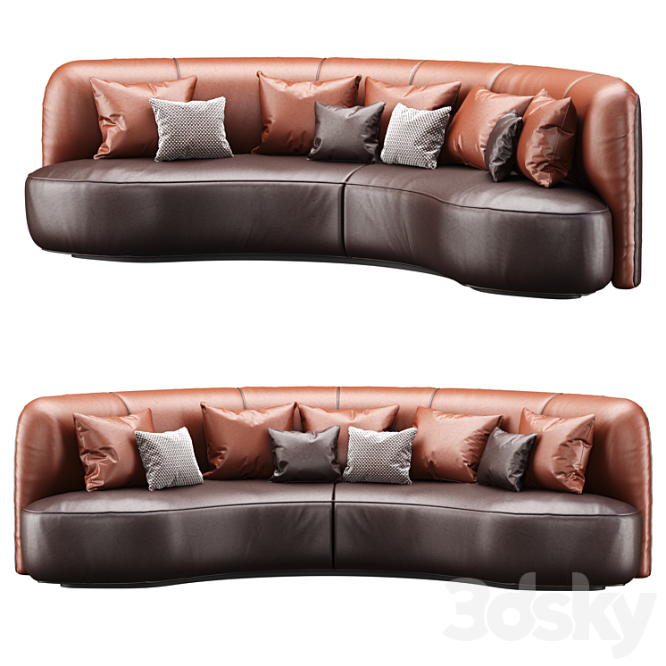 Annabel leather round sofa LS08 / Leather semicircular sofa 3D Model