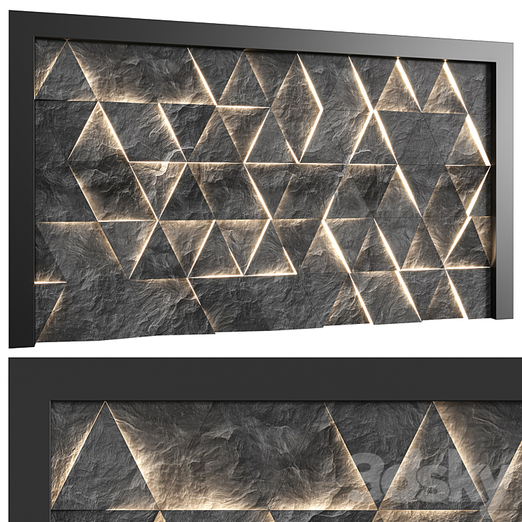 Backlit stone wall panel 3DS Max - thumbnail 2
