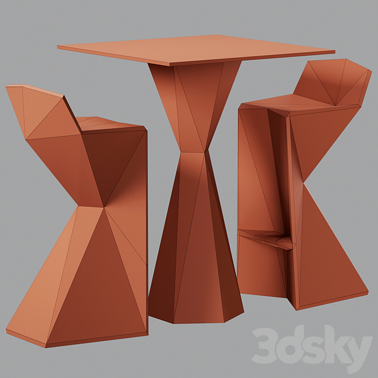 Vondom Vertex Bar Table and Stool Table + Chair 3D model