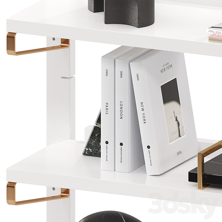 CB2 White High-Gloss Single Modular Wall Shelf 3DS Max - thumbnail 2