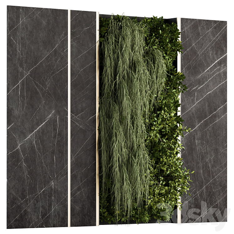 Vertical Garden Stone Wall and Metal Frame – Wall Decor 29 3DS Max - thumbnail 1