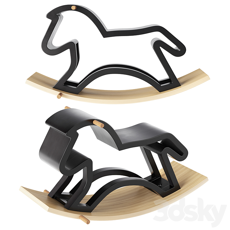 Crate and Barrel Modern Heirloom Rocking Horse 3DS Max Model - thumbnail 1