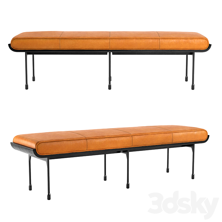 CB2 Juneau Leather And Metal Bench 3DS Max - thumbnail 1