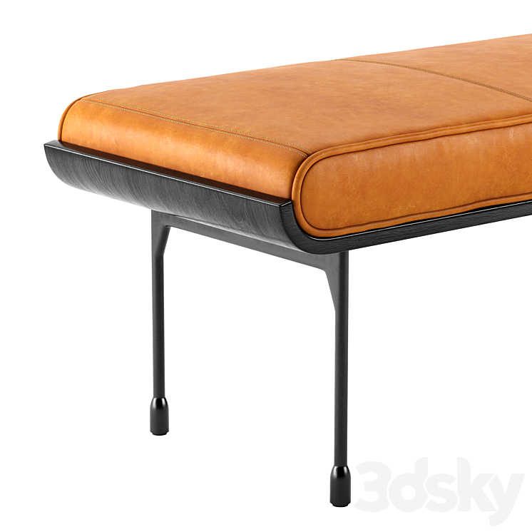 CB2 Juneau Leather And Metal Bench 3DS Max - thumbnail 2