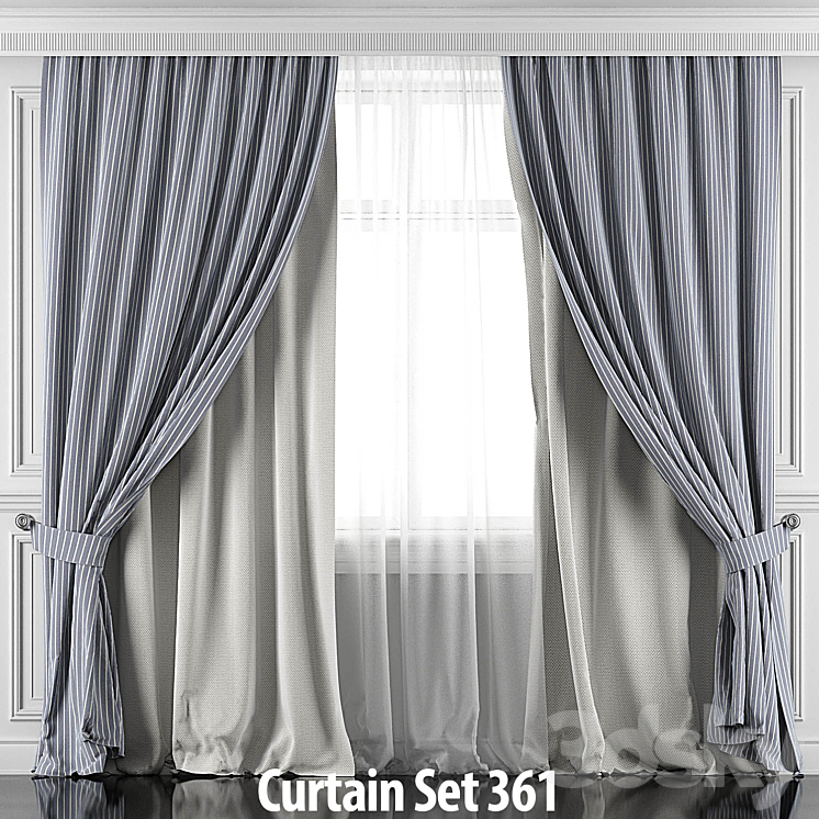 Curtains with window 360-365 3D Model Free