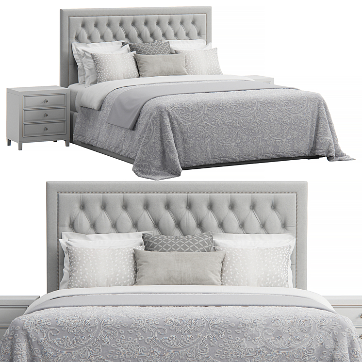 Osborne Fabric King Sized Tufted Headboard Bed 3DS Max - thumbnail 2