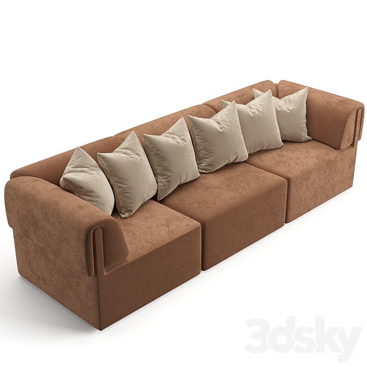 Gubi Wonder sofa 3 seater with without armrest 3DS Max - thumbnail 2