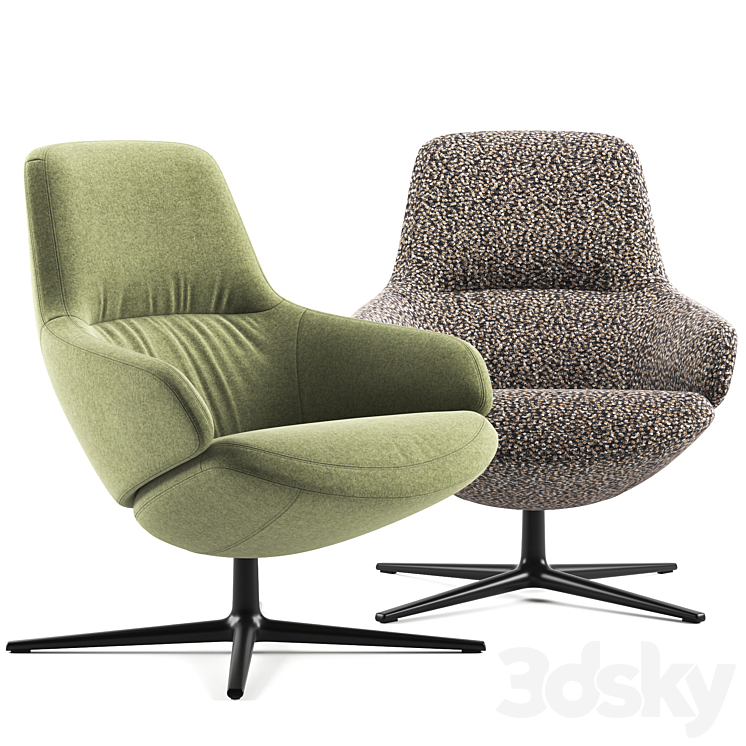Aston Club 4 ways low backrest by Arper 3D Model
