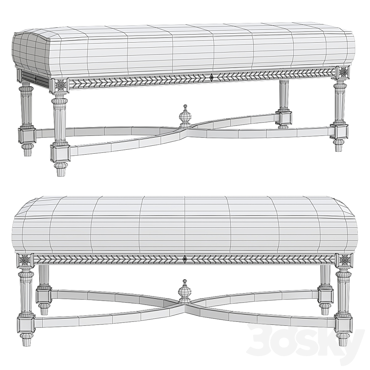 Bench – Monarch Corbett Upholstered by Century 3DS Max Model - thumbnail 2