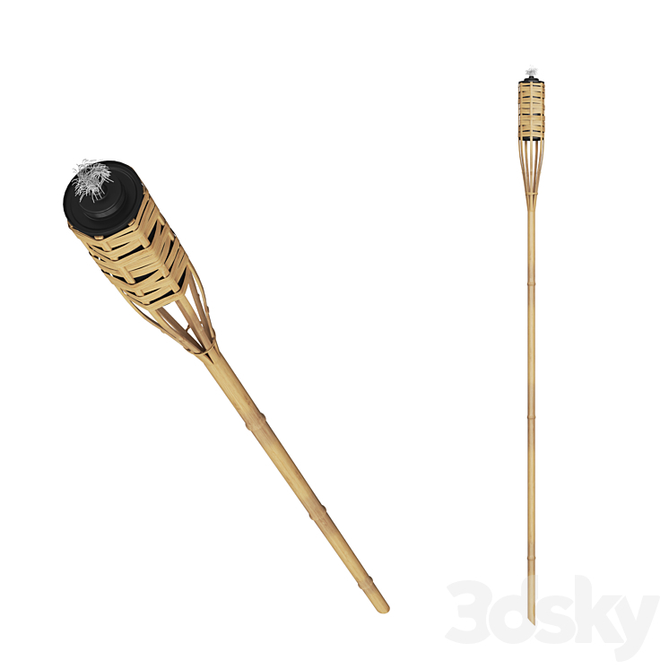 Bungalow torch bamboo 3D Model