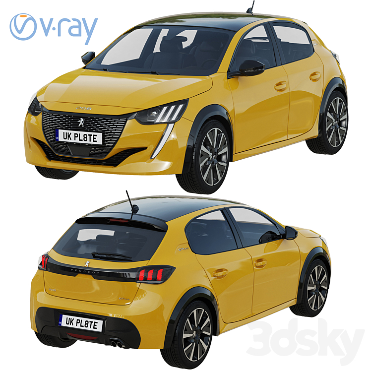 Peugeot 208 2021 3D Model