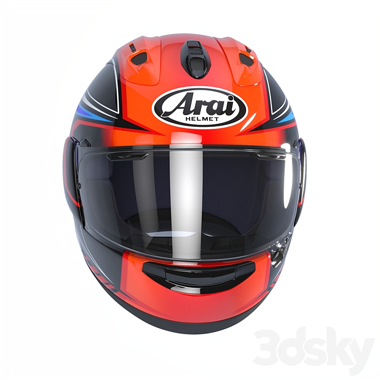 ARAI RX-7V MAZE RED \/ FROST BLACK motorcycle helmet 3D Model Free