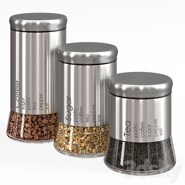 set of spice jars 3D Model