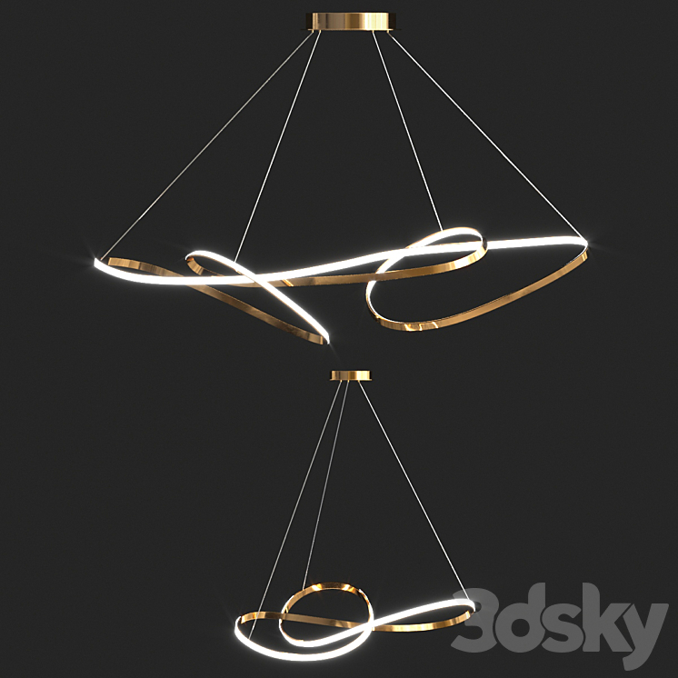 Ribbon Led ceiling light 3D Model Free