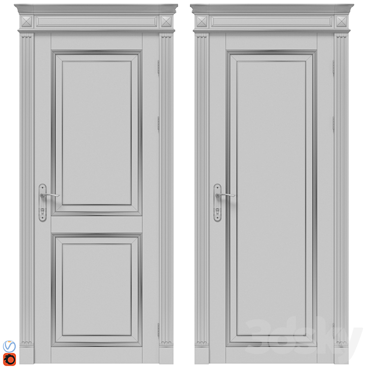 Classic door set 03 3D Model