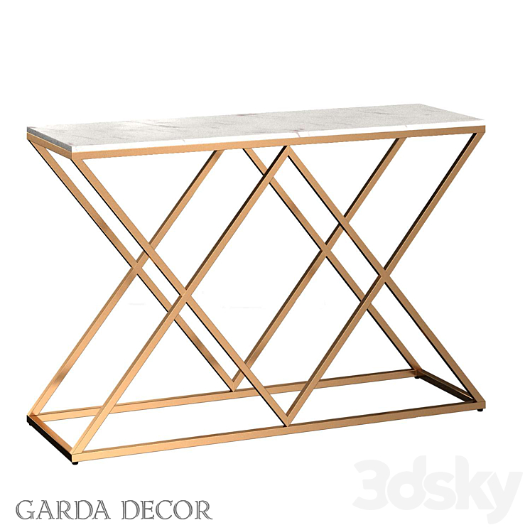 CONSOLE WHITE ARTIFICIAL MARBLE \/ MAT.GOLD 47ED-CST026GOLD Garda Decor 3DS Max - thumbnail 1