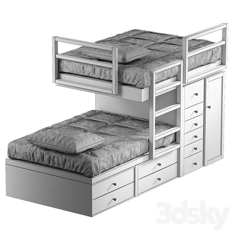 Offset Built-In Bunk Beds 3DS Max - thumbnail 2
