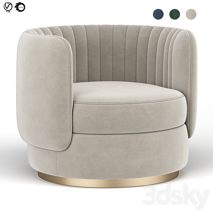 Davy armchair 3DS Max - thumbnail 1