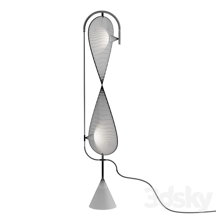 Floor lamp with spiral textile screen conical shades and base Article: ramblas01 3D Model Free