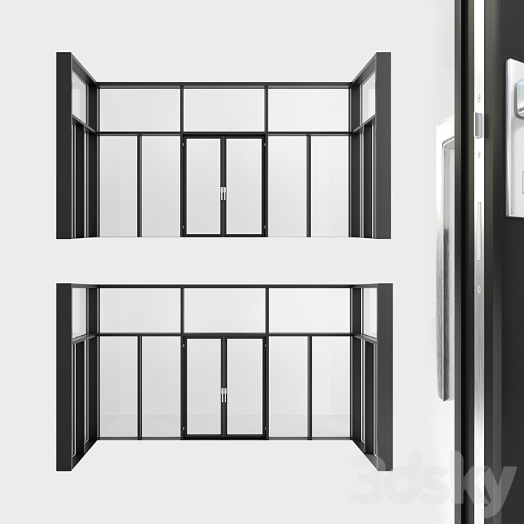Panoramic glazing. A door. one 3DS Max - thumbnail 1