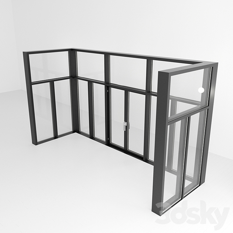 Panoramic glazing. A door. one 3DS Max - thumbnail 2
