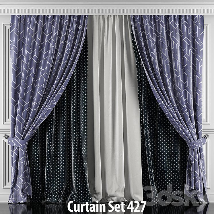 Curtains with window and moldings 426-431 3DS Max - thumbnail 2