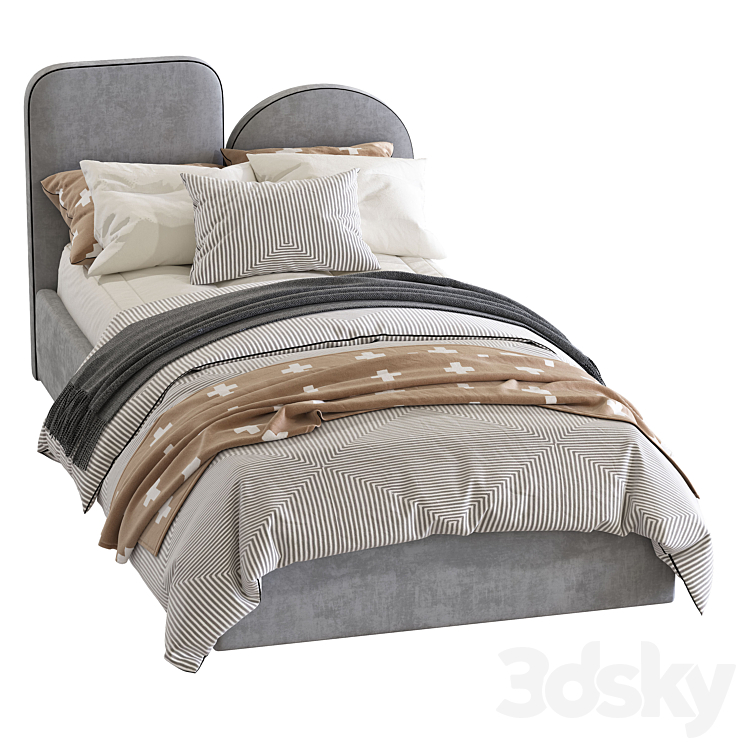 Bed with a soft headboard 9 3DS Max Model - thumbnail 2