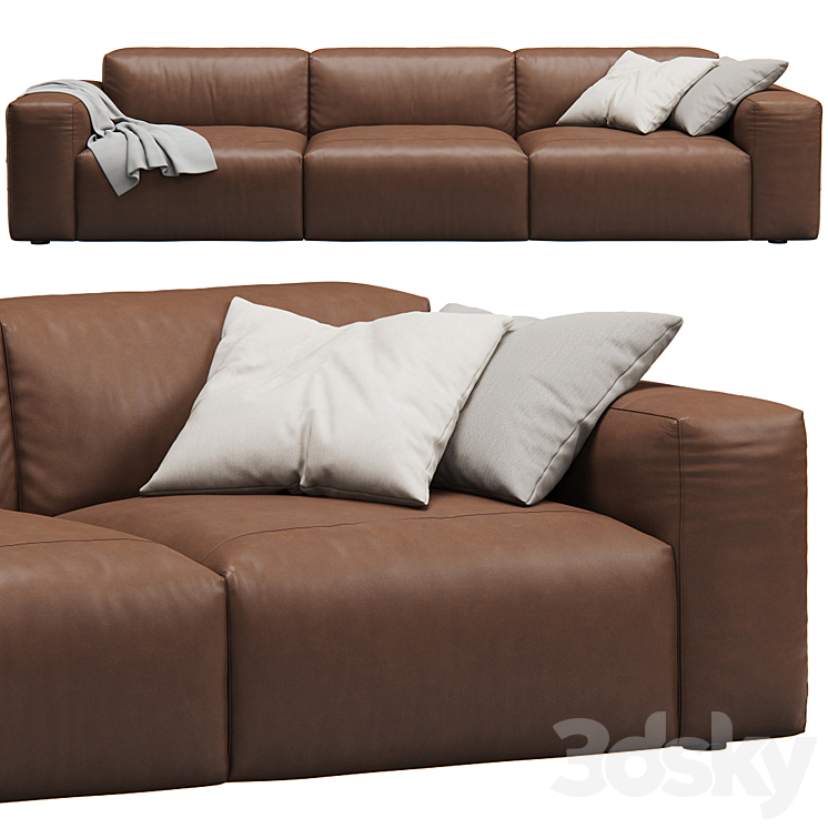 Leather 3seat Cloud Sofa by Prostoria 3DS Max - thumbnail 2