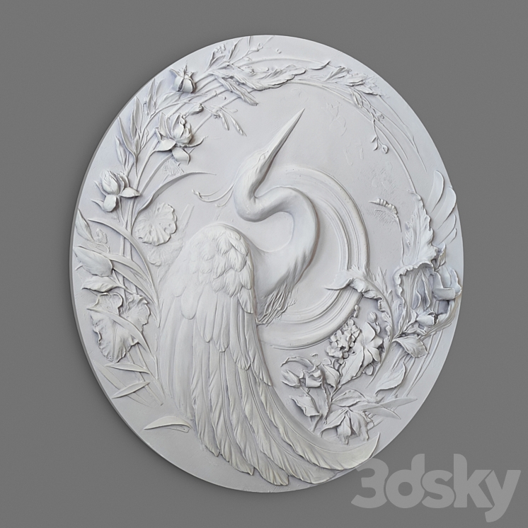 Panel with a heron bas-relief 3D Model