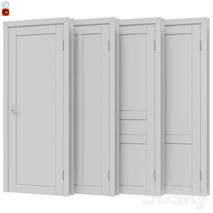 Classic door set 07 3D Model