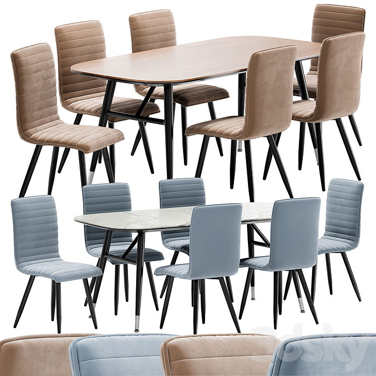 Mako dining chair and Catania table 3DS Max - thumbnail 1