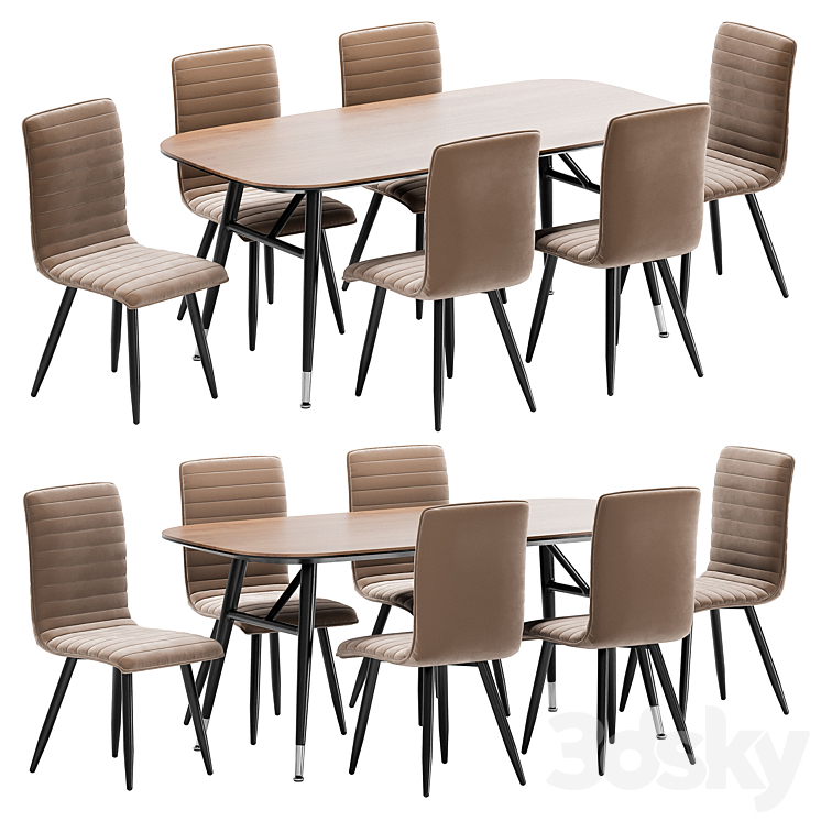 Mako dining chair and Catania table 3DS Max - thumbnail 2